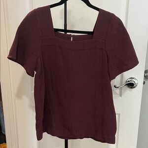 Madewell Burgundy Square Neck Blouse